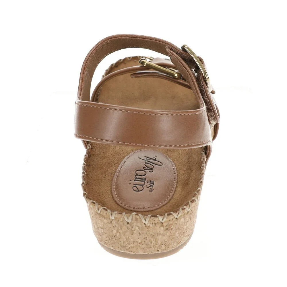Eurosoft Gypsy Strappy Womens 8.5 Brown Leather Whipstitch Trim Sandals ZOGG2910
